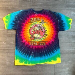 Vtg 90s Gilroy Garlic Festival 20th Anniversary Tie Dye Graphic T-Shirt Size XL